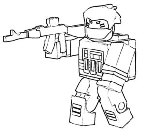Coloring page Roblox with a rifle